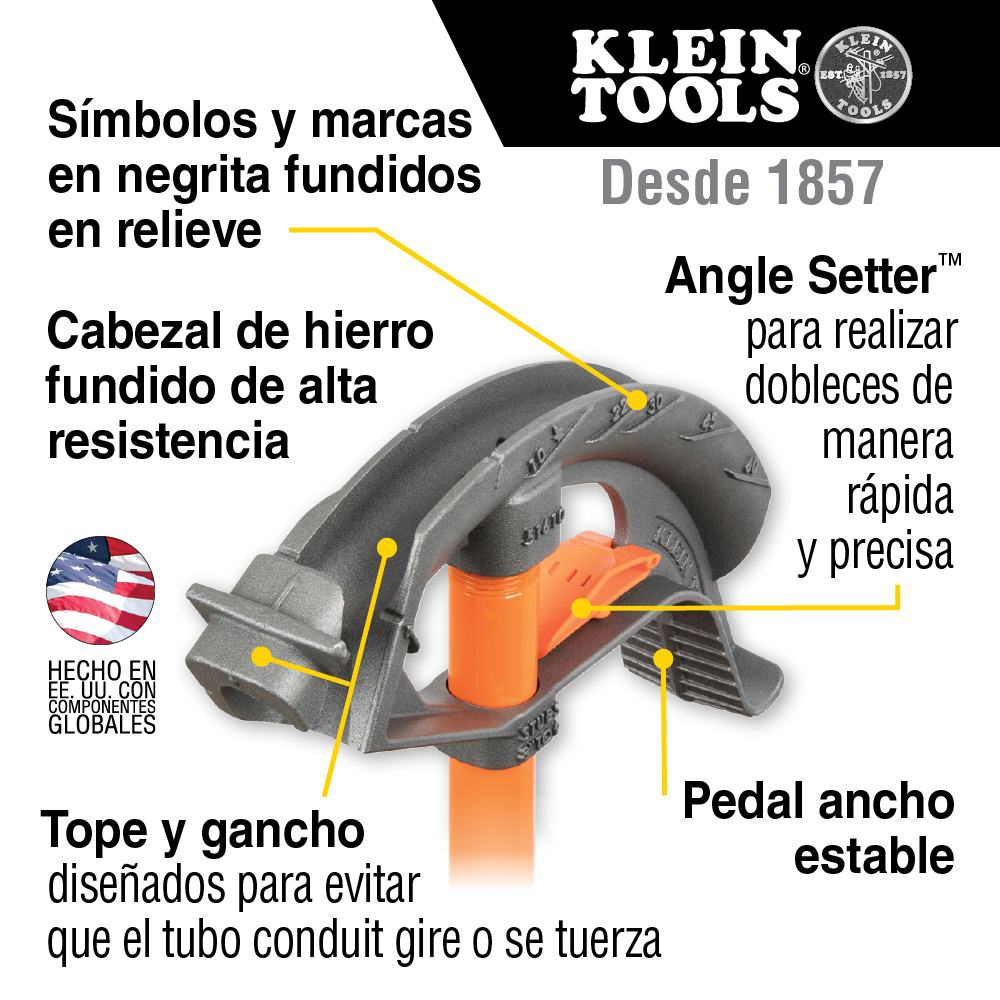 Conjunto completo de doblador de tubo conduit de hierro para EMT de 3/4'' con Angle Setter™ - Imagen 10