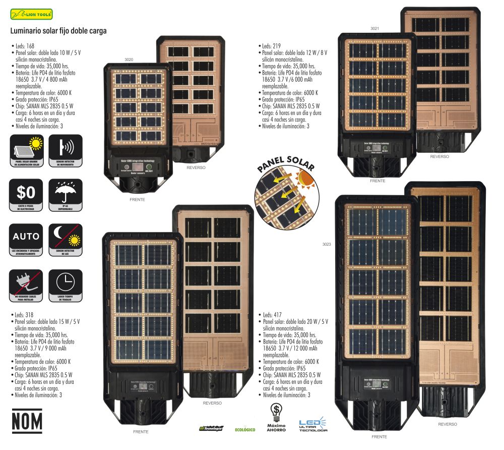 Luminaria Solar Fija de Doble Carga 40W