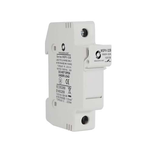 PORTAFUSIBLE MONOPOLAR 10X38MM 32A, RIEL DIN, 25A 70°C, APLICACIÓN PARA SISTEMA FOTOVOLTÁICO, 100V CORRIENTE DIRECTA